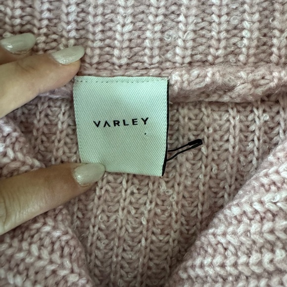 Varley Peverel Button Placket Soft Pink Wool Blend Knit Sweater XS Baggy - Picture 11 of 14